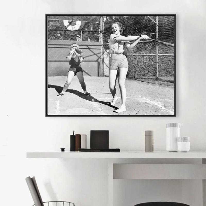 Черно-белая винтажная картина для фотографий две женщины игровой постер с