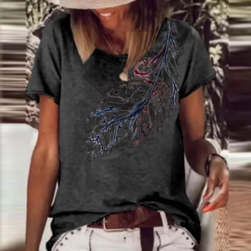 

Harajuku Vintage Pattern Printed Blouse Women Shirts Fashion Round Neck Elegant Office Lady Top Spring Summer Short Sleeve Bluas