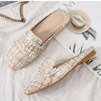 2021 women slipper high quality soft chane style square toe slipper slip on outdoor sandal causal flat sandals