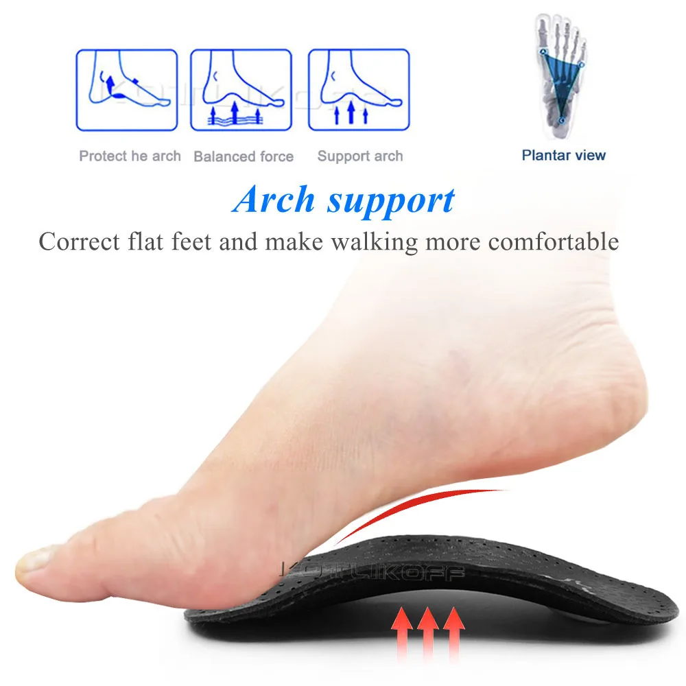 KOTLIKOFF Leather Orthotic Insoles Orthopedic Flat Feet Heel Pain Arch Support For Man Woman Business Shoe Insoles Sole Insert