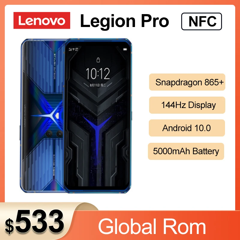 

Lenovo Legion Pro смартфон с 5,5-дюймовым дисплеем, процессором Snapdragon 2020, ОЗУ 8 Гб, ПЗУ 128 ГБ, 6,65 мАч, 90 Вт