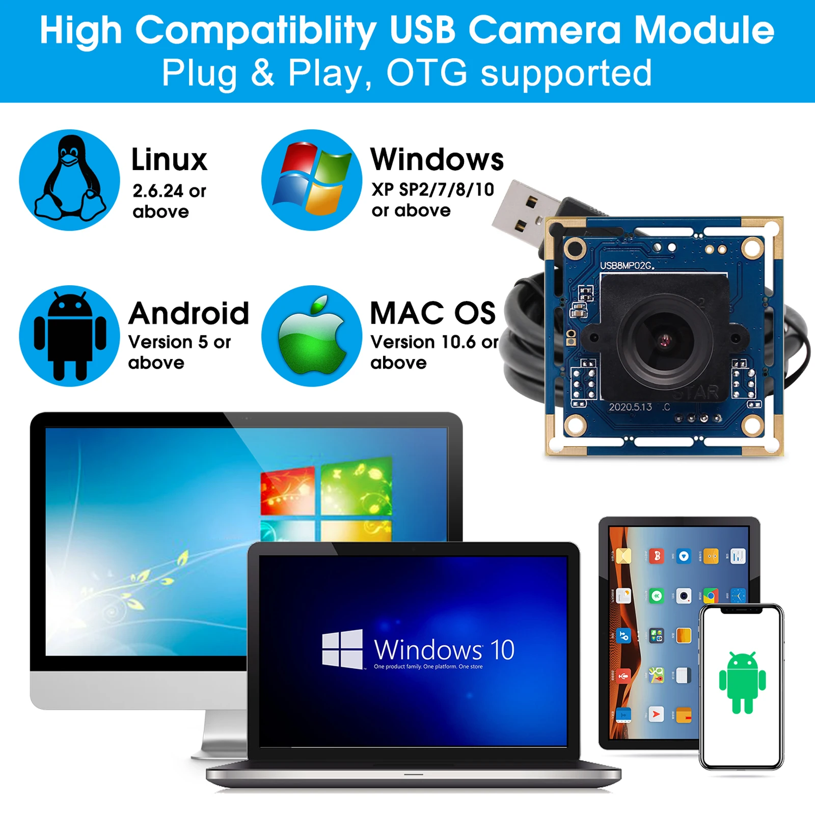 3.6mm lens 8MP 3264X2448 MJPEG YUY2 camera module SONY IMX179 CMOS microscope USB small video webcam for Medical Equipment | Безопасность