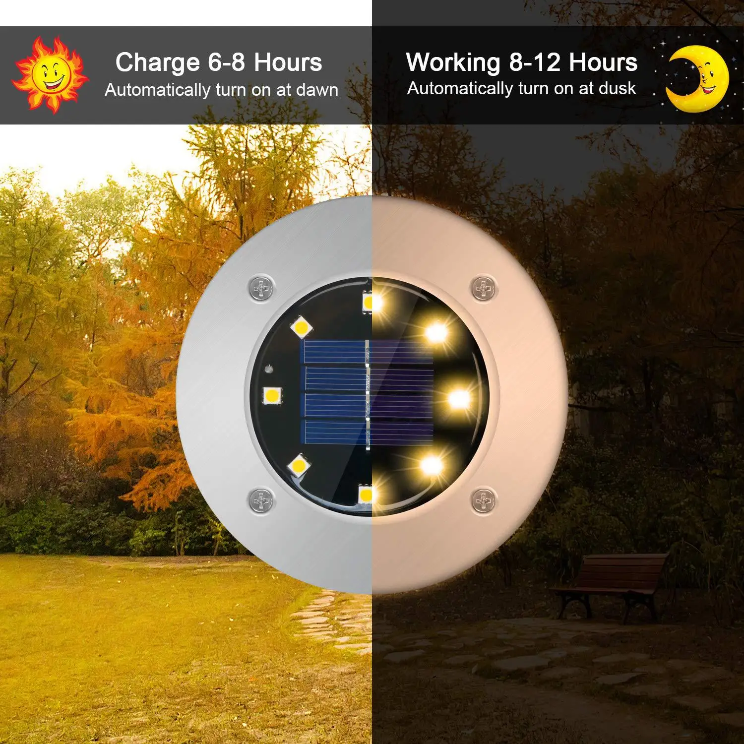 

Color LED Bulbs 2 Years Solar Outdoor Floor Light Garden Decoration Landscape Led Lamp Spotlights Floodlights 8 Led Warm & White