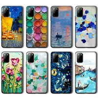 art oil painting case for samsung galaxy a51 a50 a71 s20 a70 s10 s9 s8 s7 s10e note 20 10 9 plus ultra edge black silicone funda