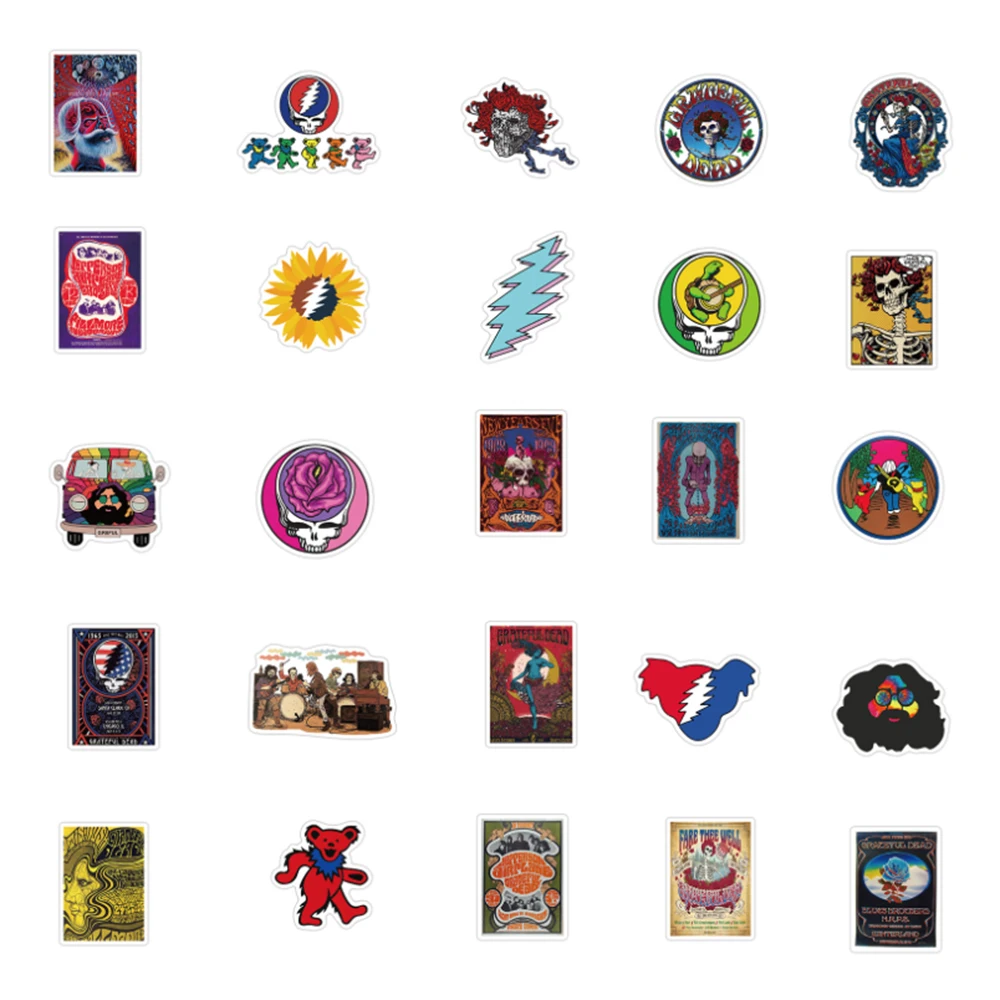 103050pcs grateful dead rock singers stickers for skateboard bicycle car laptop computer phone diy waterproof graffiti sticker free global shipping