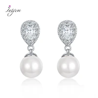 925 sterling silver elegant earrings freshwater pearl stud earrings sweet wedding engagement ear jewelry for women wholesale