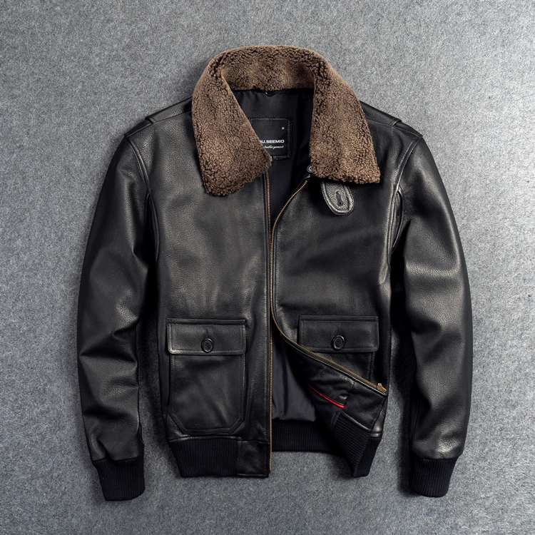 

G1 Free shipping.Classic bomber,mens outdoor cowhide coat,vintage Jackets,man genuine leather jacket.Brown outwear