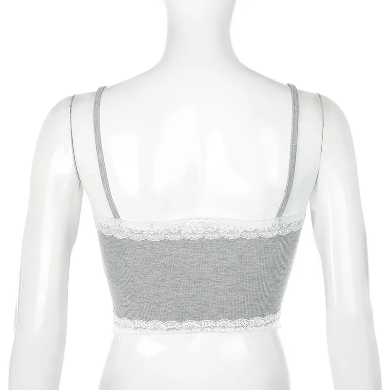 

Fashion Lace V-neck Solid color sleeveless camisole women