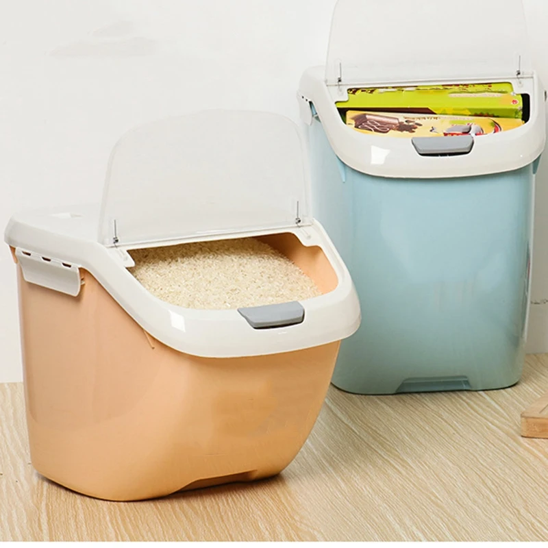 15Kg Rice Storage Box Sealed Moisture-Proof Large Capacity Grain Flour Container Kitchen Flip Cover Orange-L |