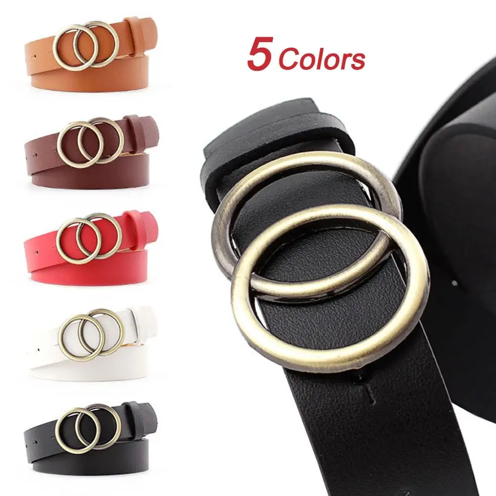 Ремень женский кожаный с золотистой пряжкой для джинсов и платьев | Аксессуары