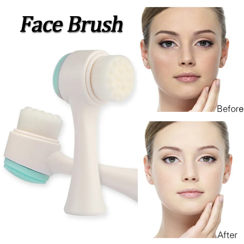 

8 Colors 3D Double Side Silicone Face Cleanser Brush Deep Cleaning Portable Manual Women Blackhead Facial Massage Washing tools