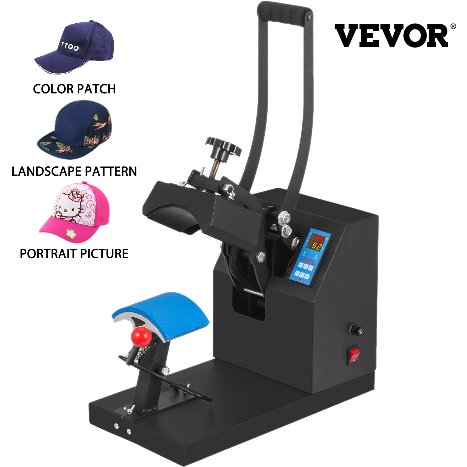 

VEVOR 5.5"x3.5" Cap Hat Heat Thermal Press Transfer Sublimation Machine Digital Clamshell Durable DIY 0-399°C