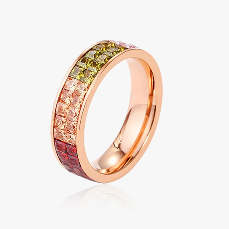 KNOCK Fashion Rose Gold Stainless Steel Ring With Stone Crystal For Woman Girl Men Couple In Wedding jewelry | Украшения и