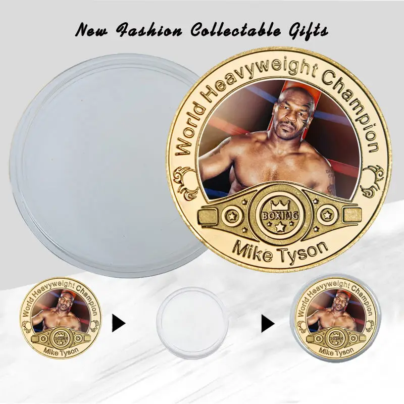 Boxing King Gold Plated Commemorative Coin World Heavyweight Champion Collectibles Sports Challenge Medal Gift Idea for Him | Дом и сад