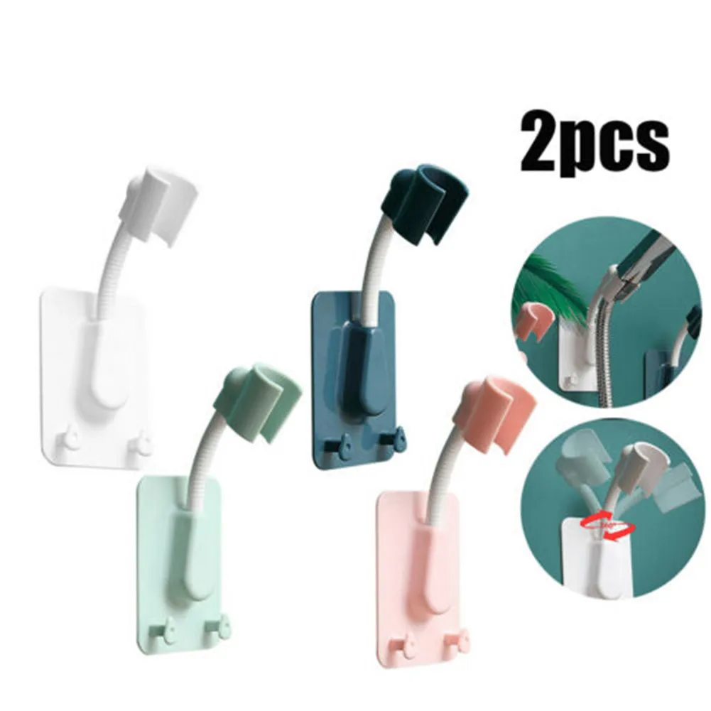 

2pcs 360° Self Adhesives Shower Head Bracket Holder Adjustable Holder Wall Mount Hooks Bathroom Universal Supplies