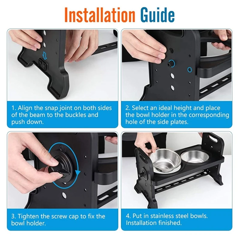 

Anti-Slip Elevated Double Dog Bowls Adjustable Height Pet Feeding Dish Feeder