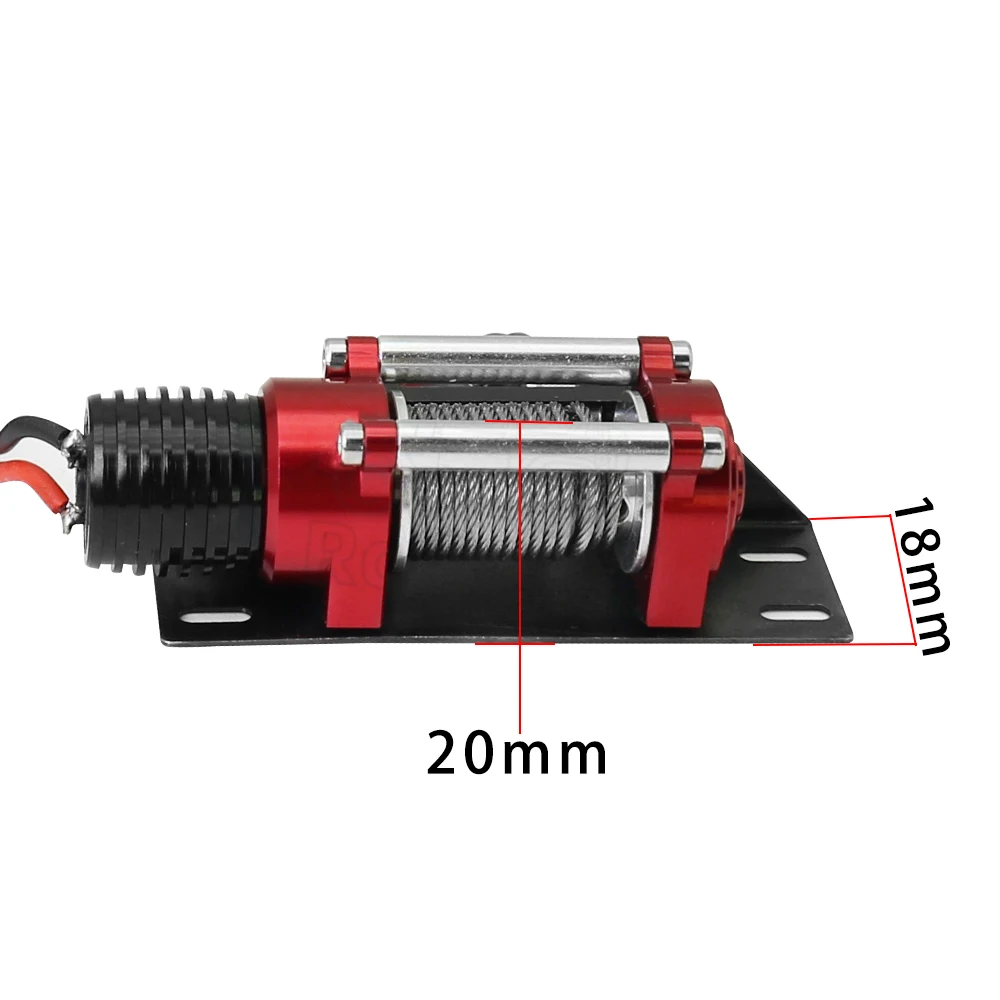 Cabrestante de Metal y acero con cable para coche teledirigido, dispositivo autom&aacute;tico simulado para coche teledirigido 1/10, Axial SCX10 II III RBX10 D110 D90 Traxxas TRX4 TRX6-2