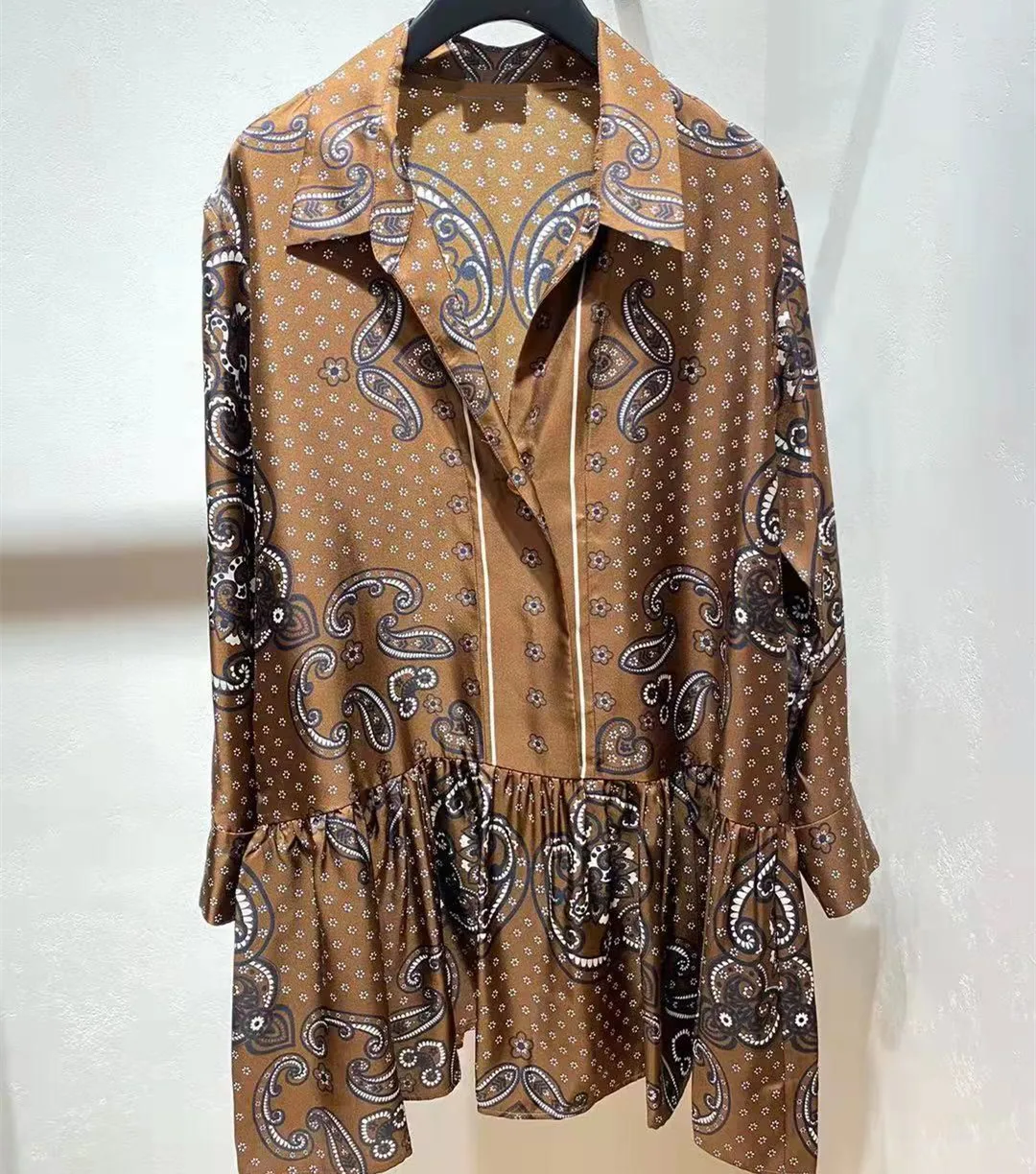

Women Dress 2021 Fall Winter New Print Lapel Ladies Dress
