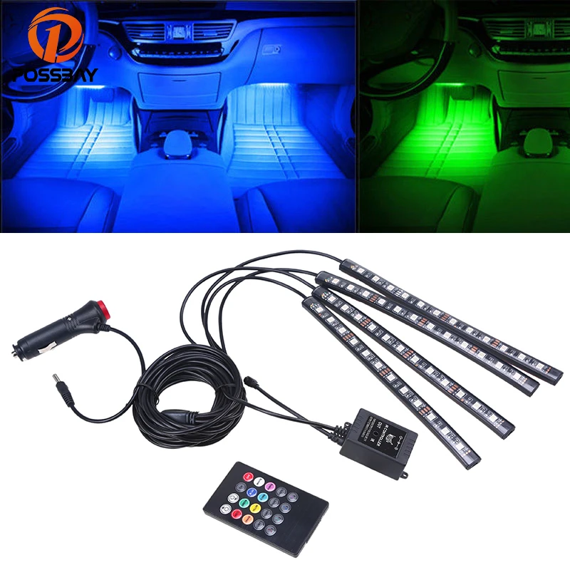 4 в 1 автомобисветильник Светодиодная лента RGB с пультом ДУ|car interior lights atmosphere|car lamp