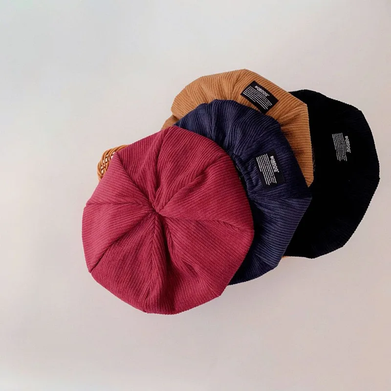 

Детский вельветовый берет, восьмиугольная шляпа в британском ретро-стиле, 52-54 см, для осени и зимы, 2021
