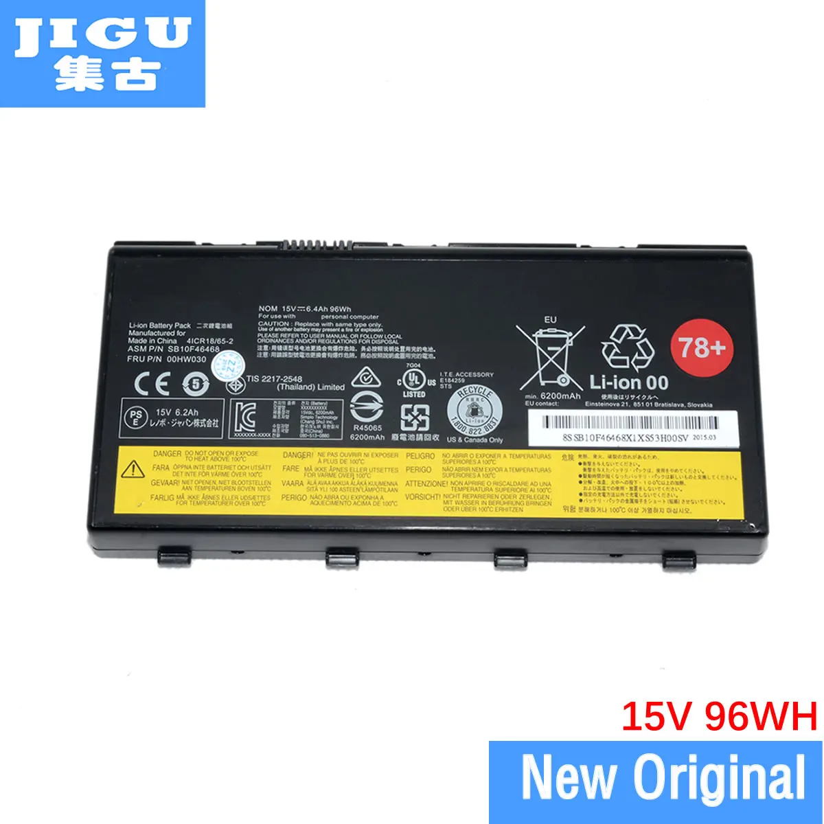 

JIGU 15V Оригинальный аккумулятор для ноутбука 00HW030 SB10F46468 для Lenovo ThinkPad P70 P71 96WH