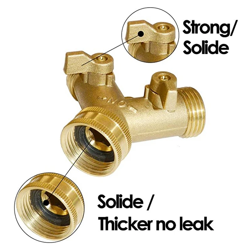 

CSS 2Pcs American Garden Two-Way Ball Valve Brass Hose Splitter 3/4 Threaded Garden Ball Valve Y-Type Water Separator