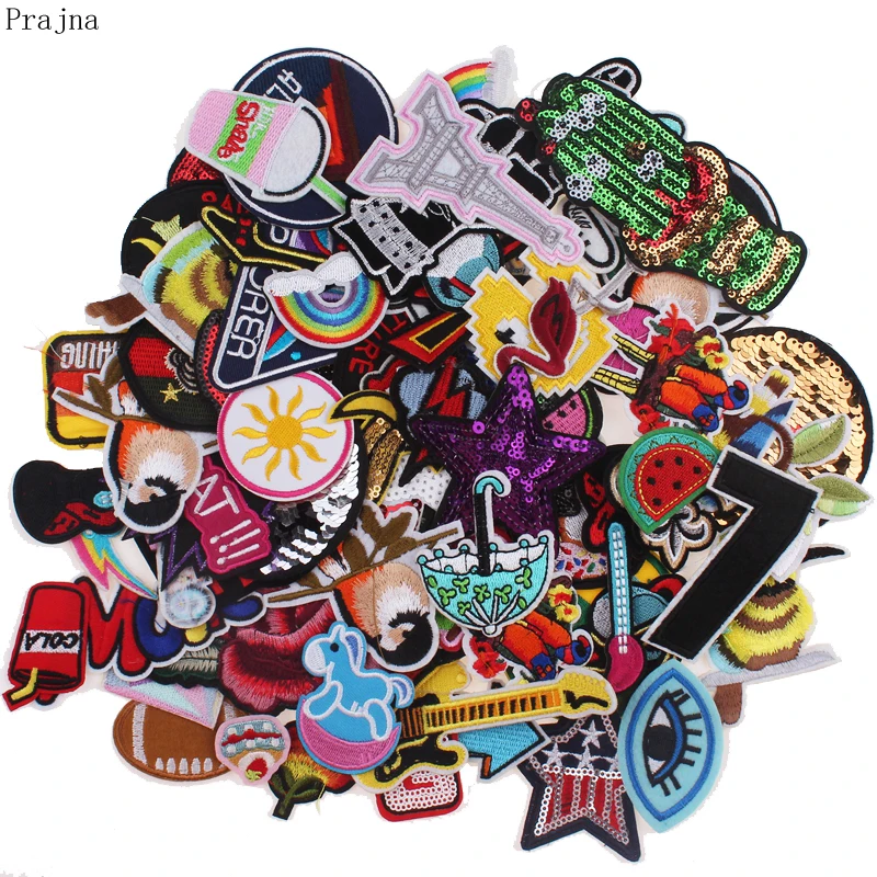 

20Pcs & 30Pcs Cartoon Embroidered Patches For Clothes Iron/Sew On Patches Random Mixed Patch Set Cute Patches Applique Stickers