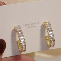 2020 temperament women gold metal shining dazzling zircon round earrings beautiful essential female earrings jewelry