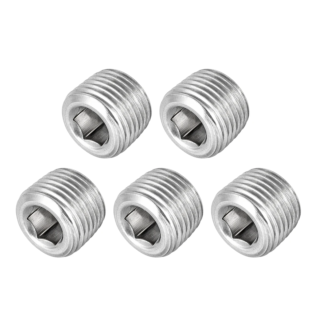 

uxcell Hex Countersunk Plug - Stainless Steel Pipe Fitting 1/8NPT Male Thread Socket Pipe Adapter Connector 5Pcs