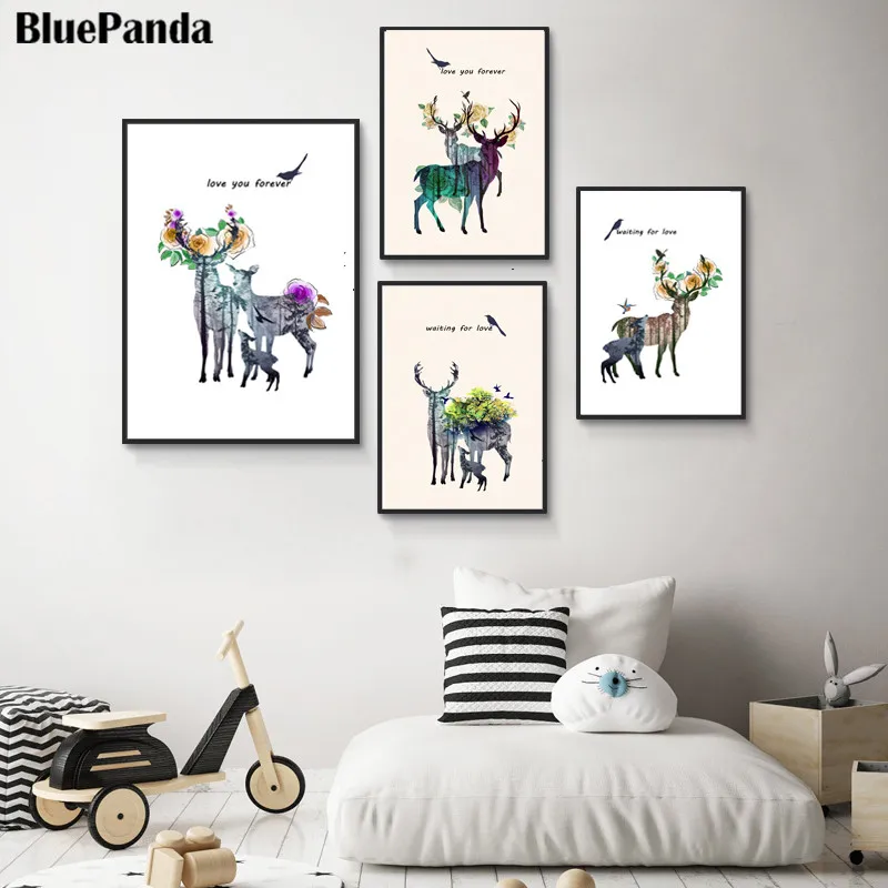 Олень животные картины настенные художественные принты абстрактная картина