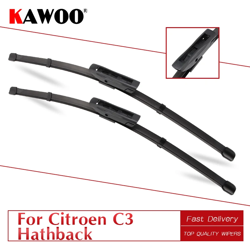 KAWOO для Citroen C3 хэтчбек Авто Мягкие резиновые Windcreen Стеклоочистители Лезвия модель год от 2002 до подходит штык Arm/U крюк Arm