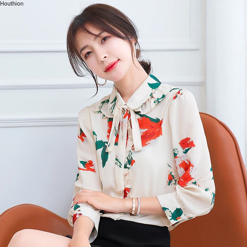 

Women's Blouses Fashion Tops Casual Shirts Loose Chiffon Blouse Polo Shirt 3/4 Sleeve Top Korean New Summer Lady Blusas