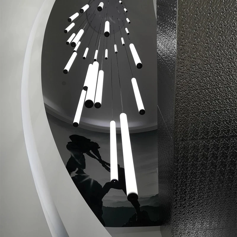 Светодиодная Люстра для лестницы Современная длинная лампа гостиной с высокой