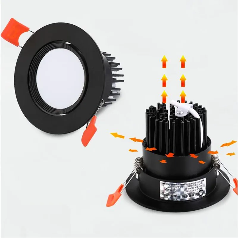 Round Dimmable Downlights 5W 7W 9W 12W 15W 18W LED Ceiling lamp recessed COB Spot lights ac85-265V Indoor Lighting | Освещение