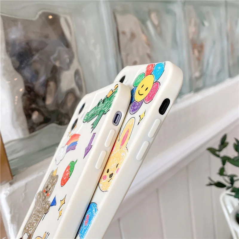 

Cute Bear Cartoon Rabbit Animal Phone Case For iphone 12 Pro Max 12 Mini 11 Pro XR XS Max X 7 8 Plus Soft TPU Lovely Back Cover