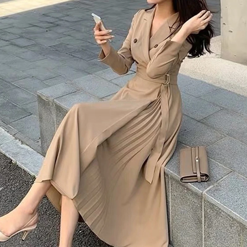 Женское винтажное платье трапеция WAVSIYIER офисное модельное плиссированное в