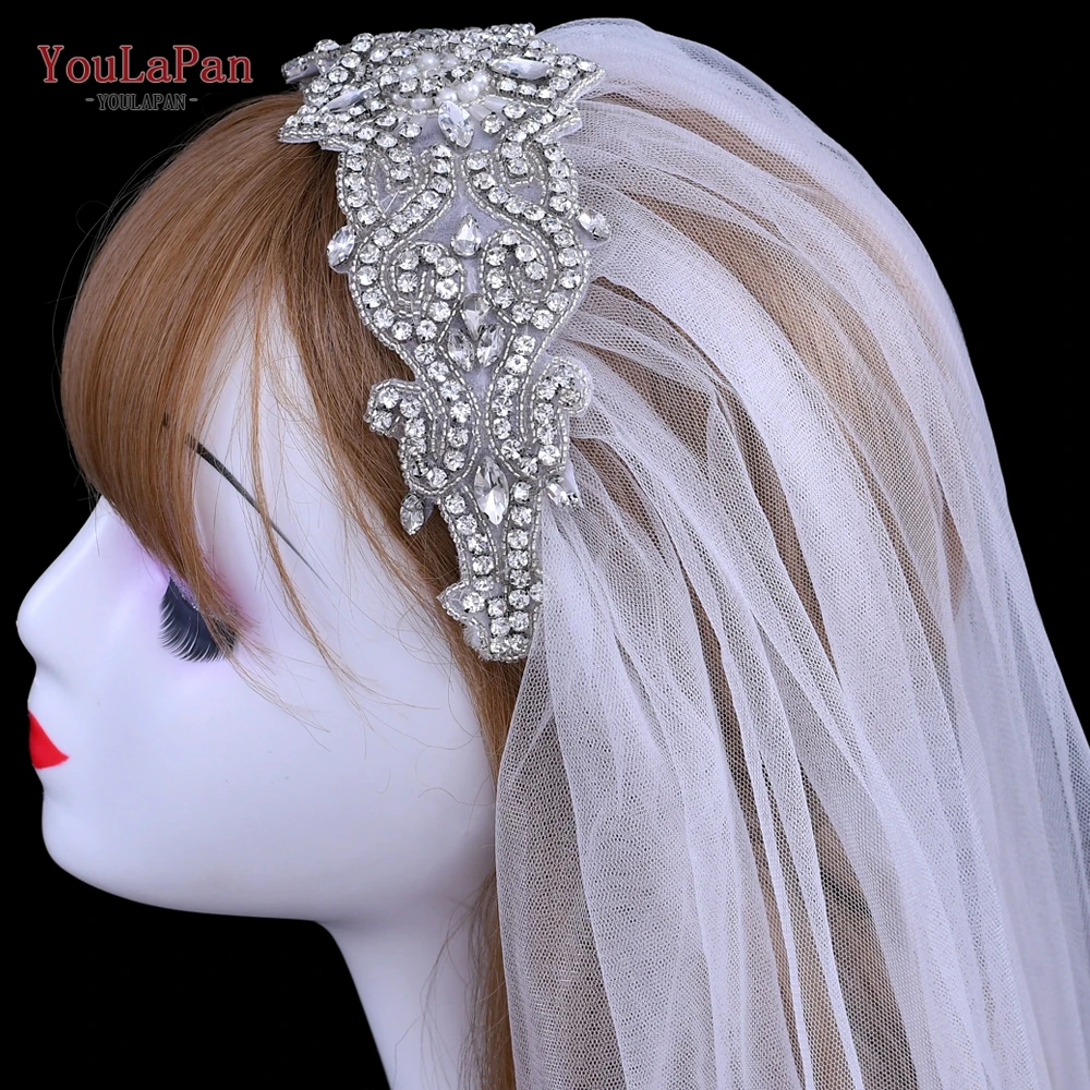 

YouLaPan VS26 Bride Veil with Comb Appliqued Wedding Veils for Brides with Rhinestones Ivory Wedding Veil for Girl Marriage