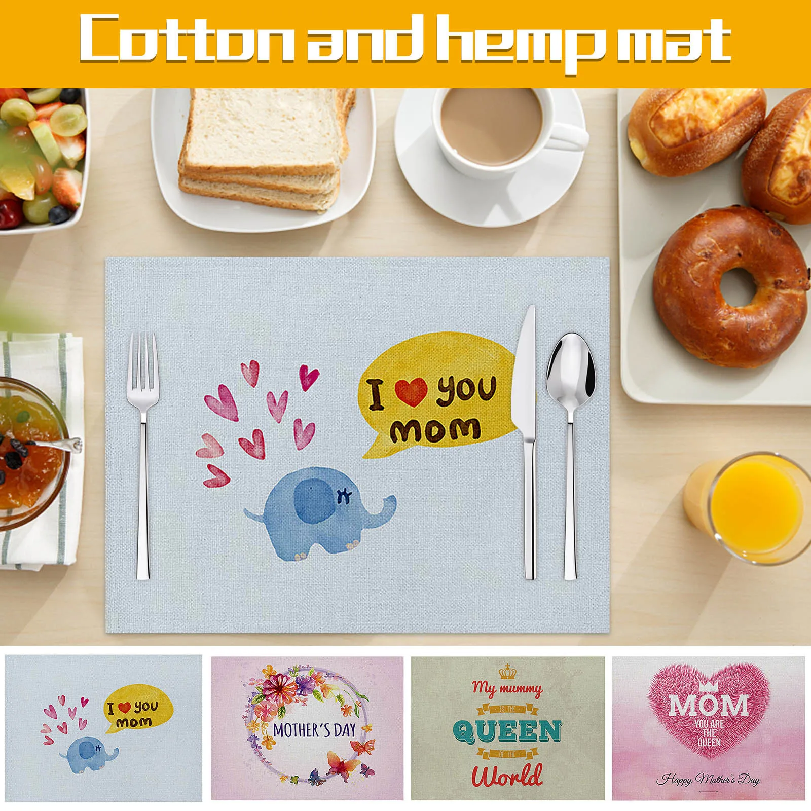 

Kitchen Table Mats Cotton Linen Table Napkin Mother's Day Gift Kitchen Non-Skid Resuable Washable Dinning Place Mats Pads