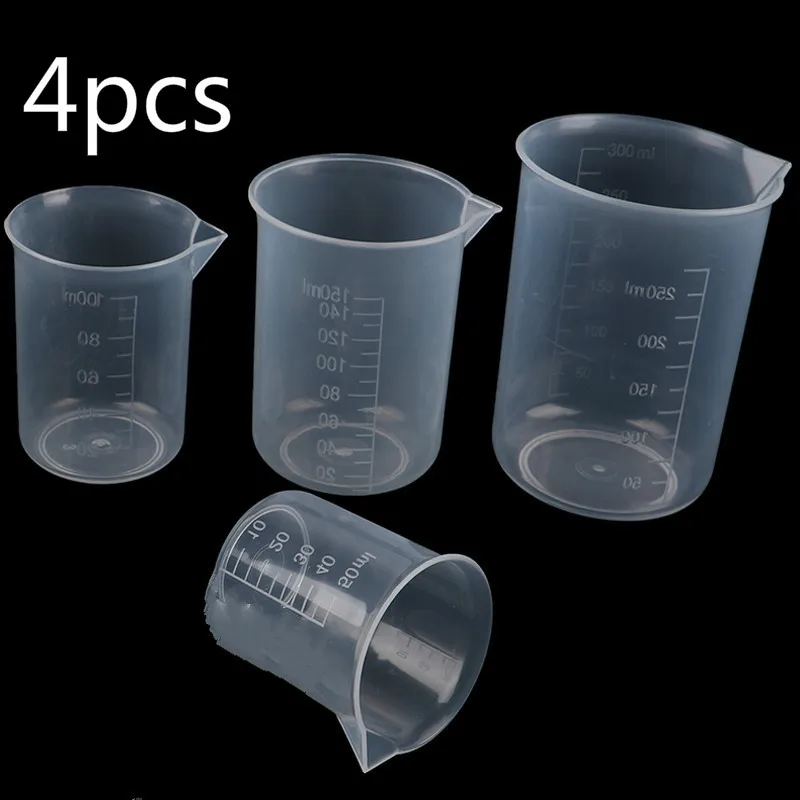 

4pcs/setTransparent Plastic Graduated Measuring Cup Kitchen And Bar Supplies For BakingBeaker Liquid WithoutHandle Measuring Cup