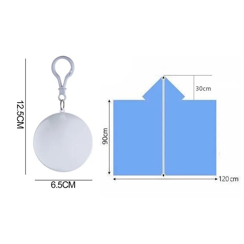 

Portable Raincoat Ball Women Men Outdoor Rainwear Waterproof Disposable Camping Hooded Ponchos Plastic Keyring Ball Rain Cover