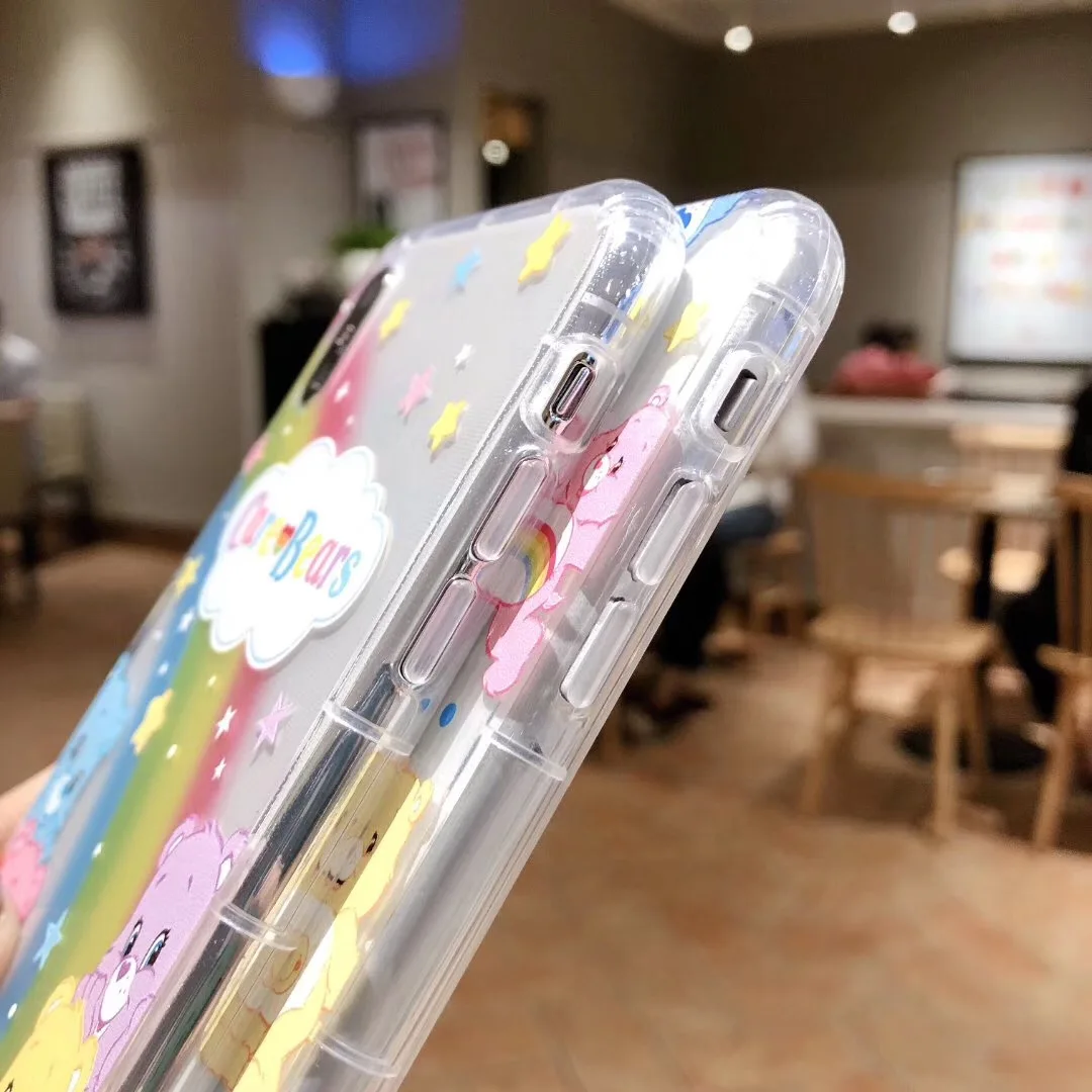 INS Korea Cute Anime candy rainbow Cear happy bear phone case For Apple iphone 11 Pro X XS Max Xr 8 7 6 6s Plus soft back Cover |