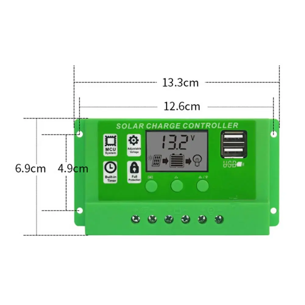 

30A Solar Charger Controller LCD Display Timer Output Solar Panel Regulator 12V/24V Dual USB Load Discharger