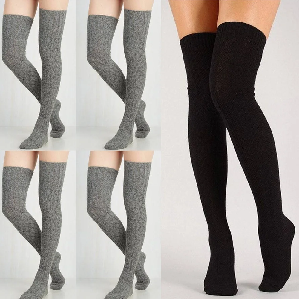 

Women Over Knee Sockings Fashion Female Sexy Stockings Warm Long Boot Knit Thigh-High