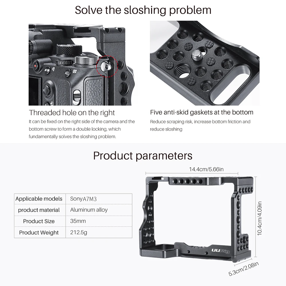 UURig C-A73 клетка для камеры для sony A7III Стандартный Arca-style быстросъемная пластина с верхней ручкой для sony a7iii A7R3 A7M3