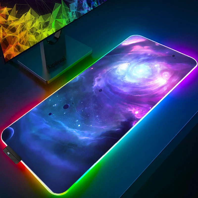 Игровой коврик для мыши Spac RGB игровой компьютерный с подсветкой большой XXL