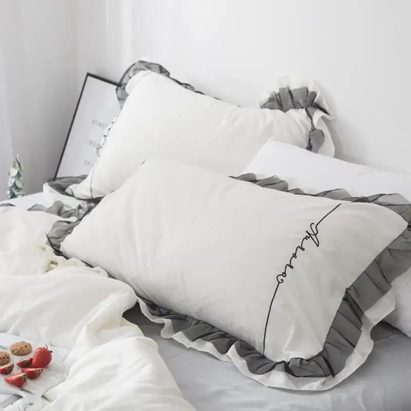 

35 Cotton Embroidery Pillow Case Sleep Pillowcase Decorative Good Quality Home Pillow Cover 2pcs 48*74cm Multi-color optional