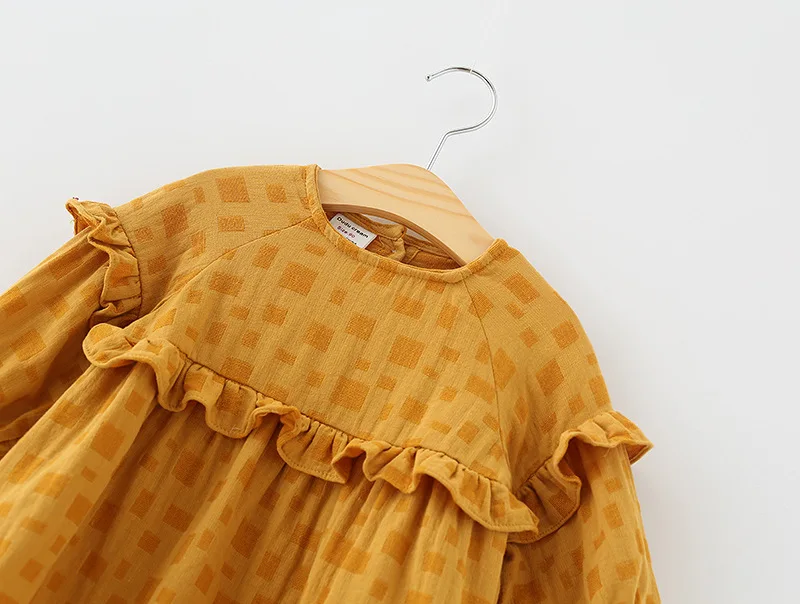Autumn Baby Girl Dress Linen Cotton Princess Dresses Ruffles Girls Clothes for Full Sleeve Children Clothing | Детская одежда и