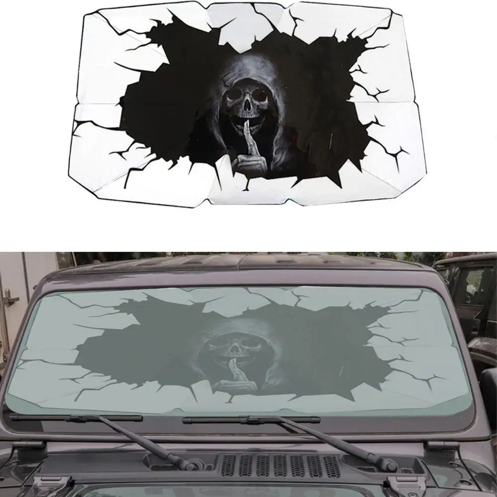 

Skull Car Windshield Sun Shade Umbrella Car UV Cover Sunshade Heat Insulation Auto Front Car Prevent Rainproof Folding Window