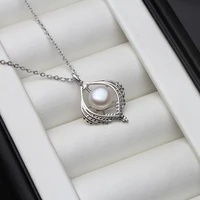 925 silver necklace leaf fine jewelry white natural freshwater pearl pendant zircon gemstone women engagement wholesale