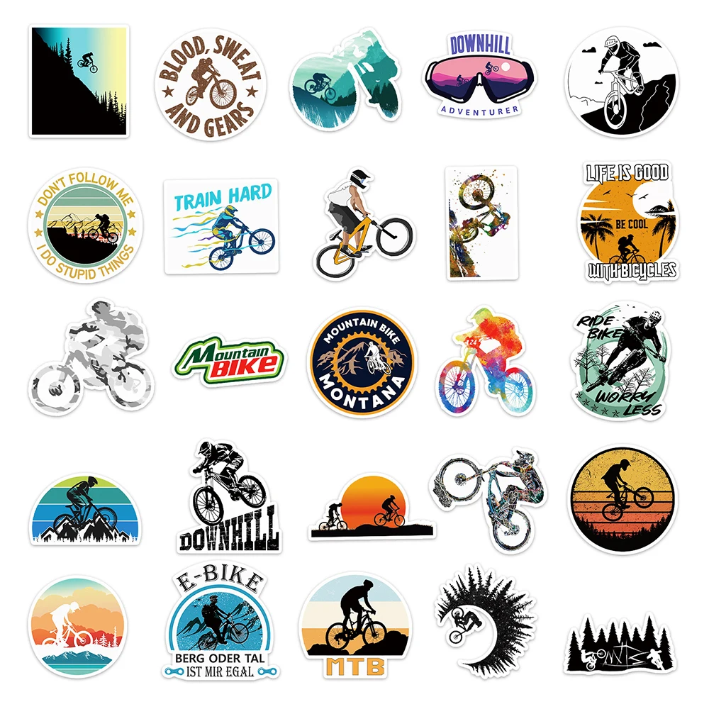 103050pcs mountain bike stickers waterproof outdoor mtb bicycle decal diy laptop skateboard luggage cool vinyl sticker kid toy free global shipping